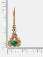 Thumbnail for Ruby Raang Heart Kundan Maang Tikka - Distacart