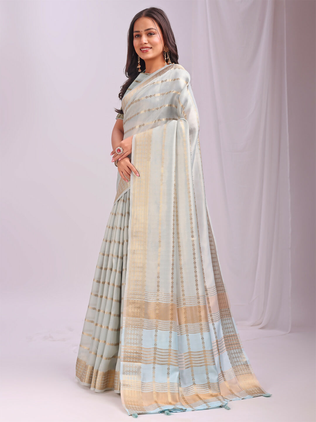 Astita Organza Sky Blue Saree