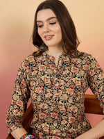 Thumbnail for Anouk Floral Printed Mandarin Collar Straight Kurta