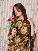 Thumbnail for Ode by House of Pataudi Floral Printed Regular Pure Cotton Kurta with Trousers & Dupatta - Distacart