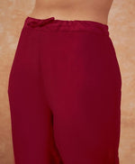 Thumbnail for Sangria Maroon Floral Embroidered Straight Kurta With Trousers & Dupatta