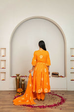 Thumbnail for Joban Fashion Orange Tie & Dye Cotton Suit Set - Distacart