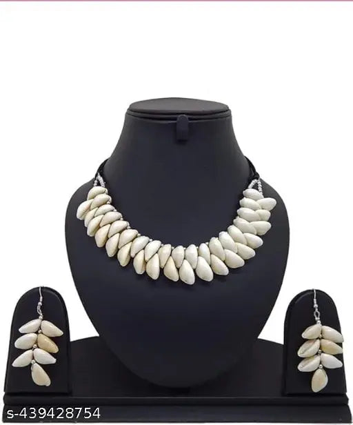Tehzeeb Creations Women's White Seap Design Necklace Set - Distacart