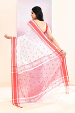 Thumbnail for Piyari Fashion Women's White Embellished Cotton Saree - Dista
