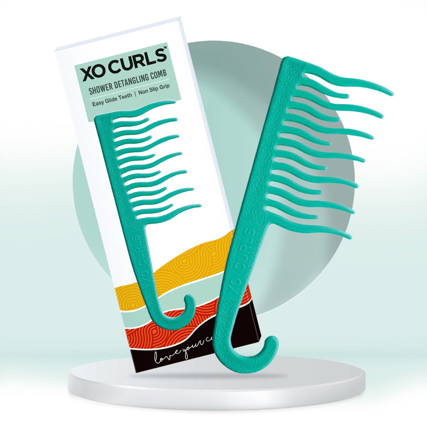XO Curls Shower Detangling Comb - Green - Dista