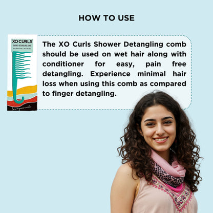 XO Curls Shower Detangling Comb - Green - Dista