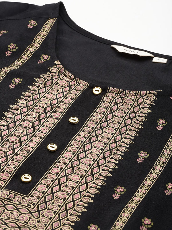 Sztori Plus Size Ethnic Motifs Printed Kurta