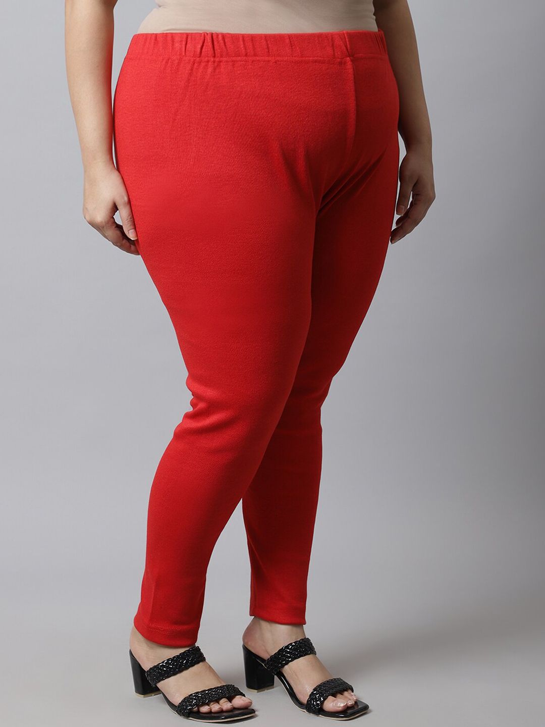TAG 7 Women Red Plus Size Solid Ankle-Length Leggings - Distacart