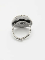 Thumbnail for NVR Women's Black Silver-Toned German Silver Adjustable Finger Ring - Distacart