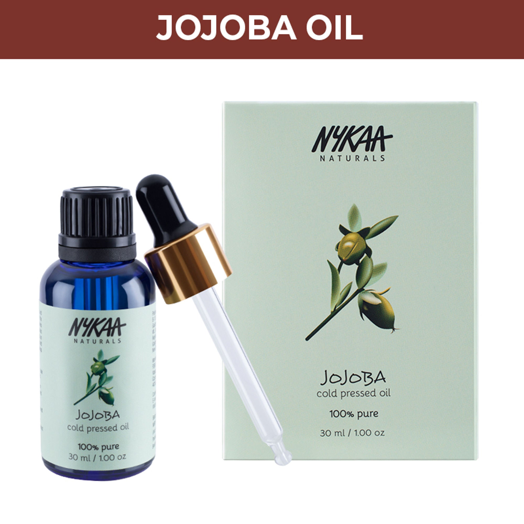 Nykaa Naturals Jojoba 100% Pure Cold Pressed Face Oil-Deep Hydration & Nourishment - All Skin Types - Distacart