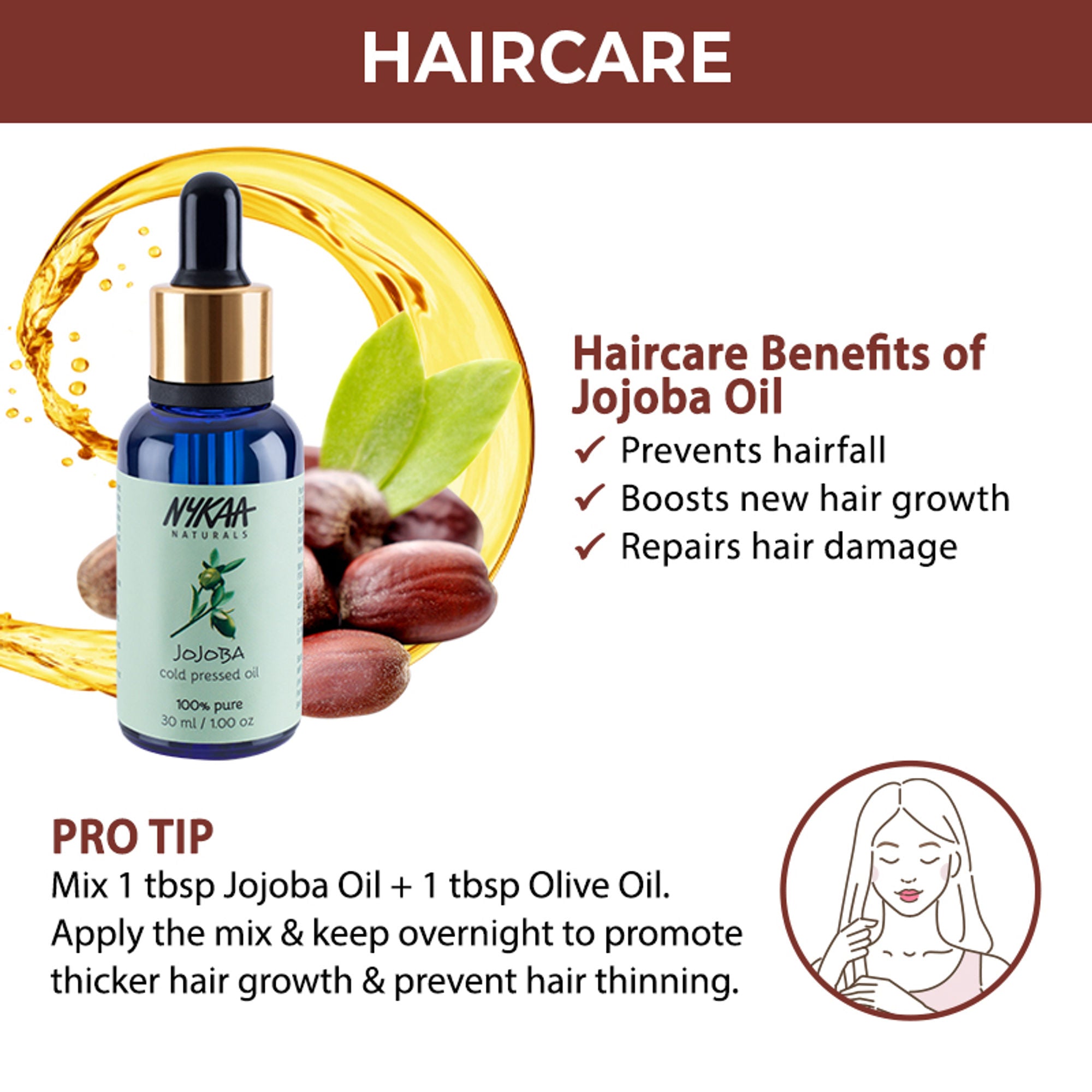 Nykaa Naturals Jojoba 100% Pure Cold Pressed Face Oil-Deep Hydration & Nourishment - All Skin Types - Distacart