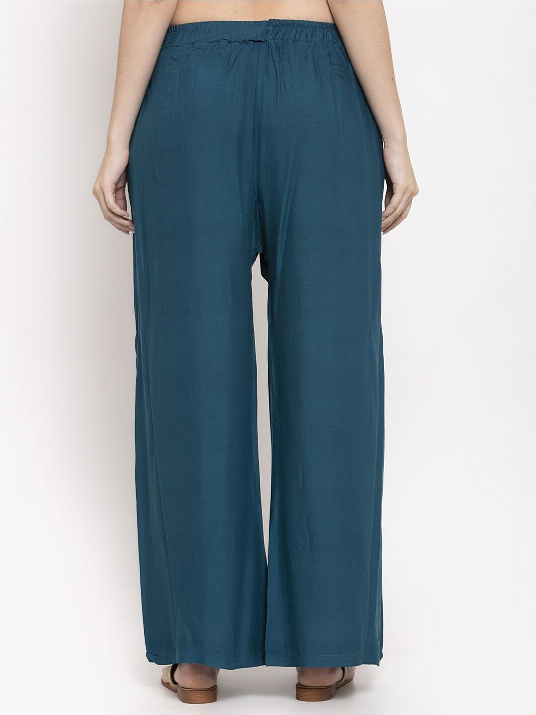 TAG 7 Women Pack of 2 Blue & Beige Solid Wide-Leg Palazzos