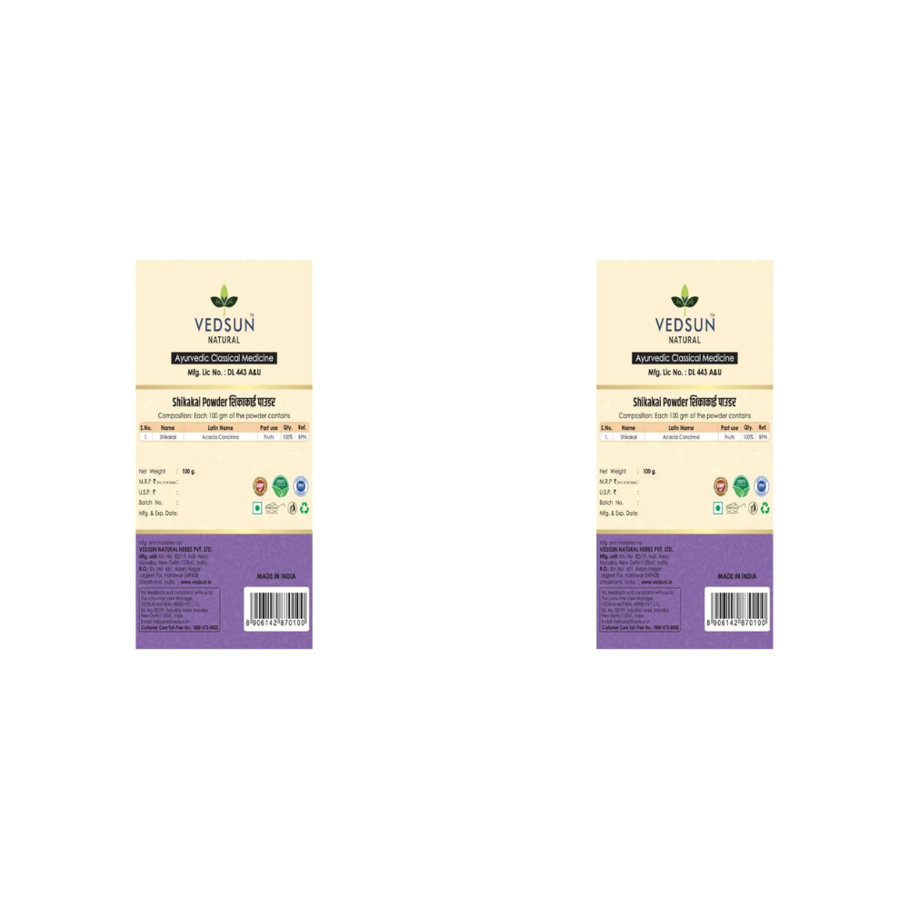 Vedsun Naturals Shikakai Powder Organic and Pure For Hair Growth - Distacart