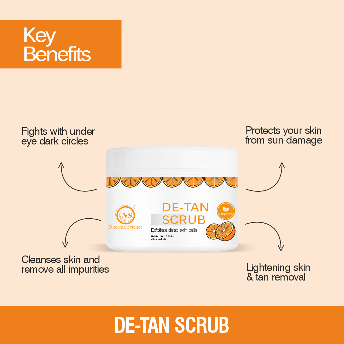 Nuerma Science De-Tan Face Scrub | Removes Blackheads, Whiteheads & Controls Excess Oil - Distacart