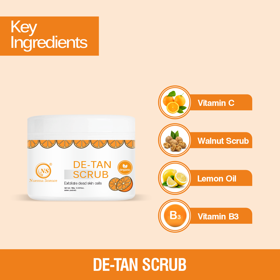 Nuerma Science De-Tan Face Scrub | Removes Blackheads, Whiteheads & Controls Excess Oil - Distacart