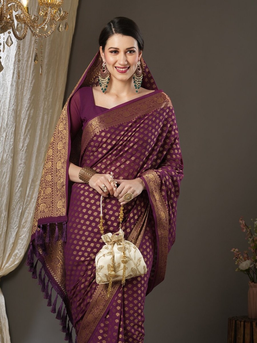 Anouk Woven Design Zari Pure Georgette Kanjeevaram Saree - Distacart