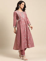 Thumbnail for All About You Ethnic Motifs Embroidered Pleated Sequinned Kurta with Trousers - Distacart