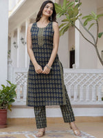 Thumbnail for Anouk Ethnic Motifs Printed Regular Pure Cotton Straight Kurta With Trousers & Dupatta