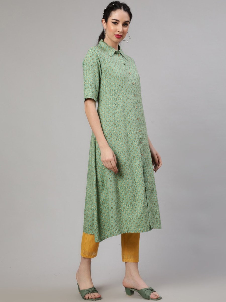 Aks Floral Printed Regular A-Line Kurta With Trousers - Distacart