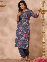 Thumbnail for Anubhutee Tie Up Neck Floral Printed Kurta - Distacart