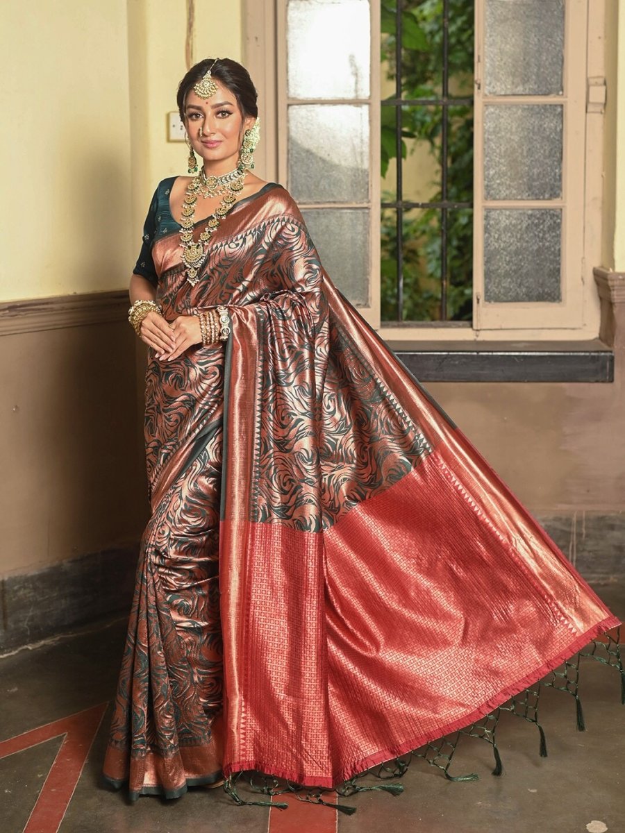 Anouk Abstract Woven Design Zari Art Silk Saree - Distacart