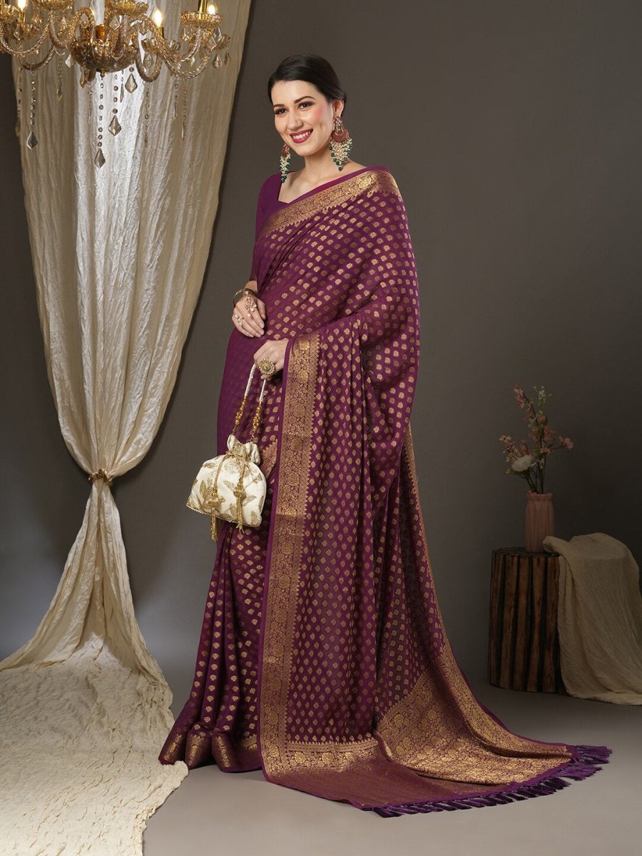 Anouk Woven Design Zari Pure Georgette Kanjeevaram Saree - Distacart