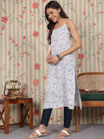 Thumbnail for Ode by House of Pataudi Women Floral Printed Thread Work Kurta - Distacart