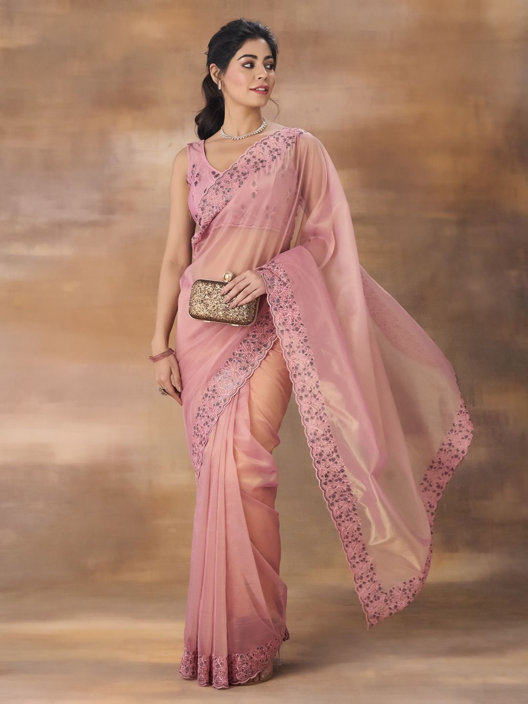 kasee Embroidered Net Saree