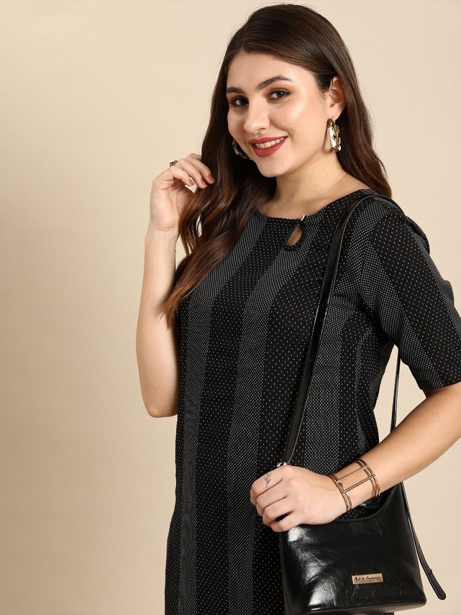 Anouk Women Striped Keyhole Neck Cotton Kurta - Distacart