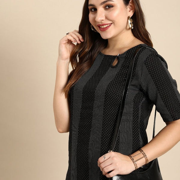 Anouk Women Striped Keyhole Neck Cotton Kurta - Distacart