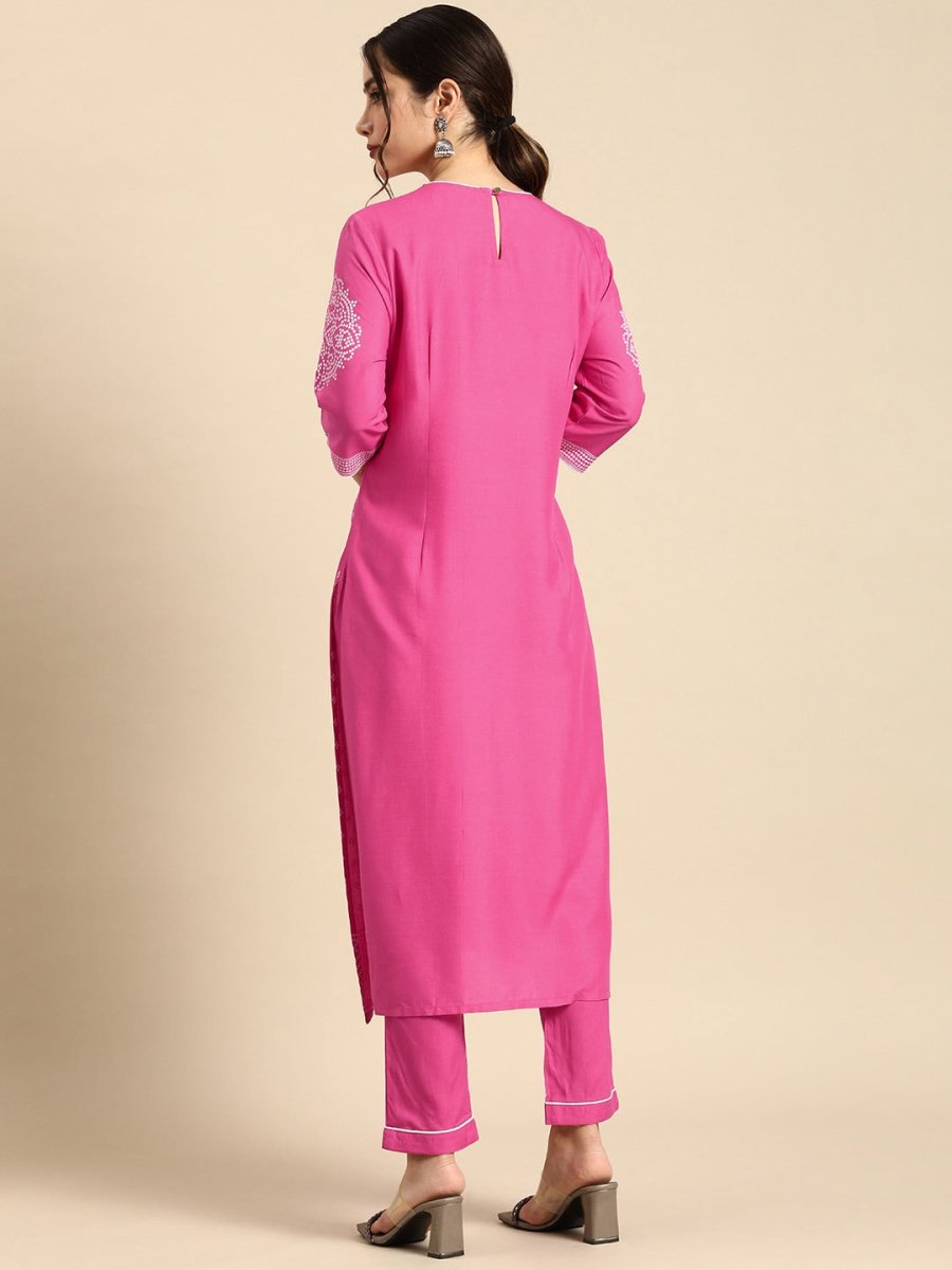 All About You Women Pink Printed Kurta with Trousers - Distacart