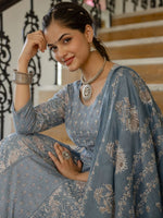 Thumbnail for Anouk Women Floral Printed Panelled Beads and Stones Kurta with Trousers & With Dupatta