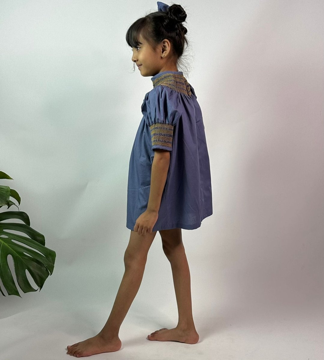 ArthLife Indigo Smocked Dress - Distacart