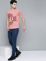 Thumbnail for Alcis Men Dusty Pink & Maroon Typography Printed T-shirt - Distacart