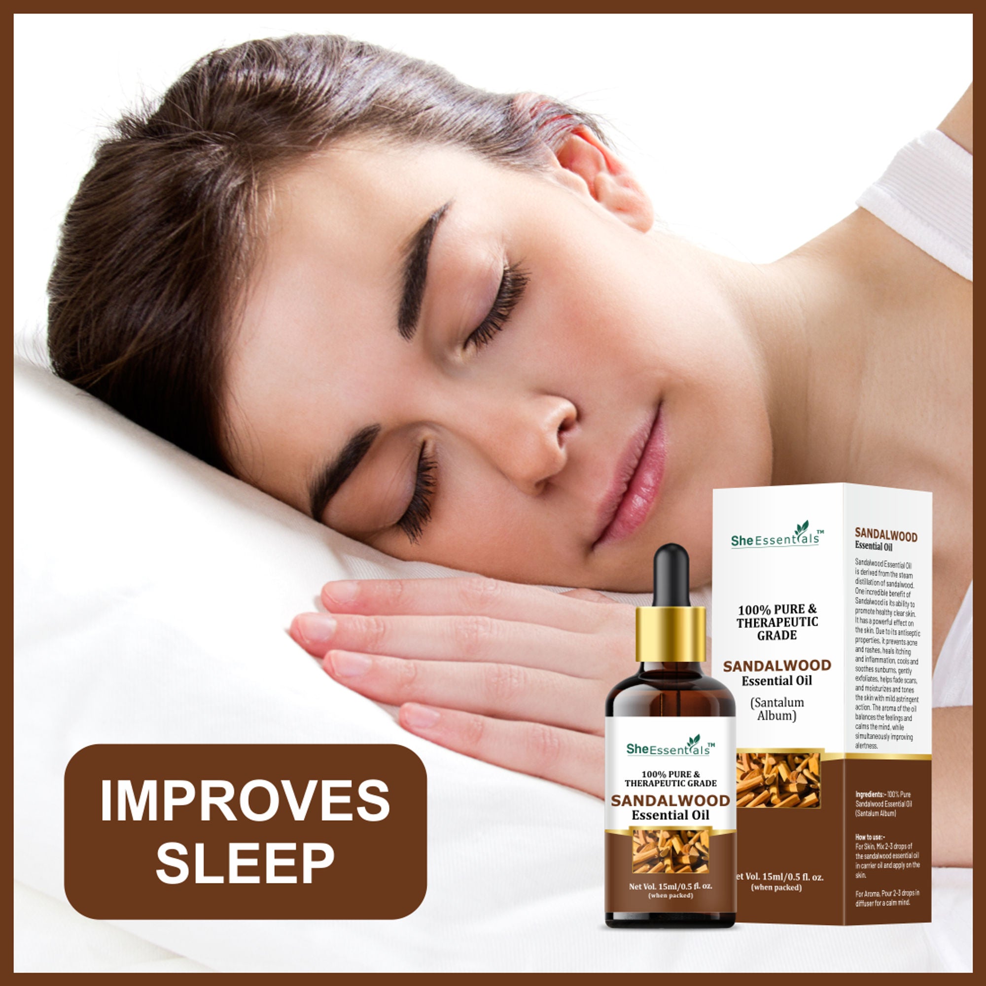 She Essentials Natural Sandalwood Essential Oil For Revitalizes Mind & Soul