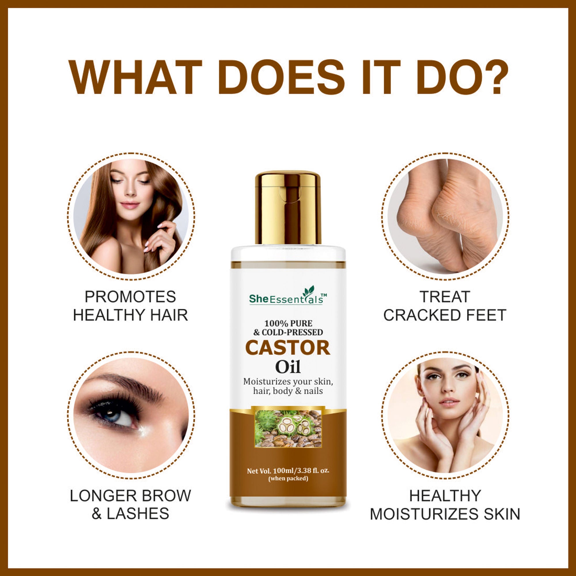 She Essentials Pure Cold Pressed Natural Hair & Skin Oil With Castor