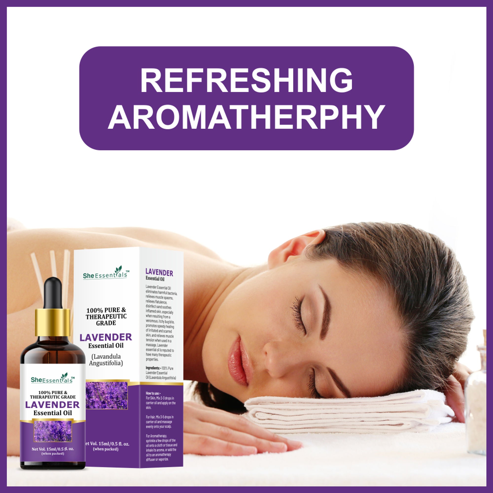 She Essentials Lavender & Rose Essential Oil Combo For Skincare & Haircare