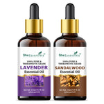 Thumbnail for She Essentials Lavender Oil & Sandalwood Essential Oil Combo Healthier Skin & Hair - Restful Sleep