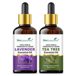 Thumbnail for She Essentials Lavender Oil & Tea Tree Essential Oil Combo - Hair & Skincare