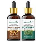 Thumbnail for She Essentials Sandalwood Oil & Rosemary Essential Oil Combo - Hair & Skincare