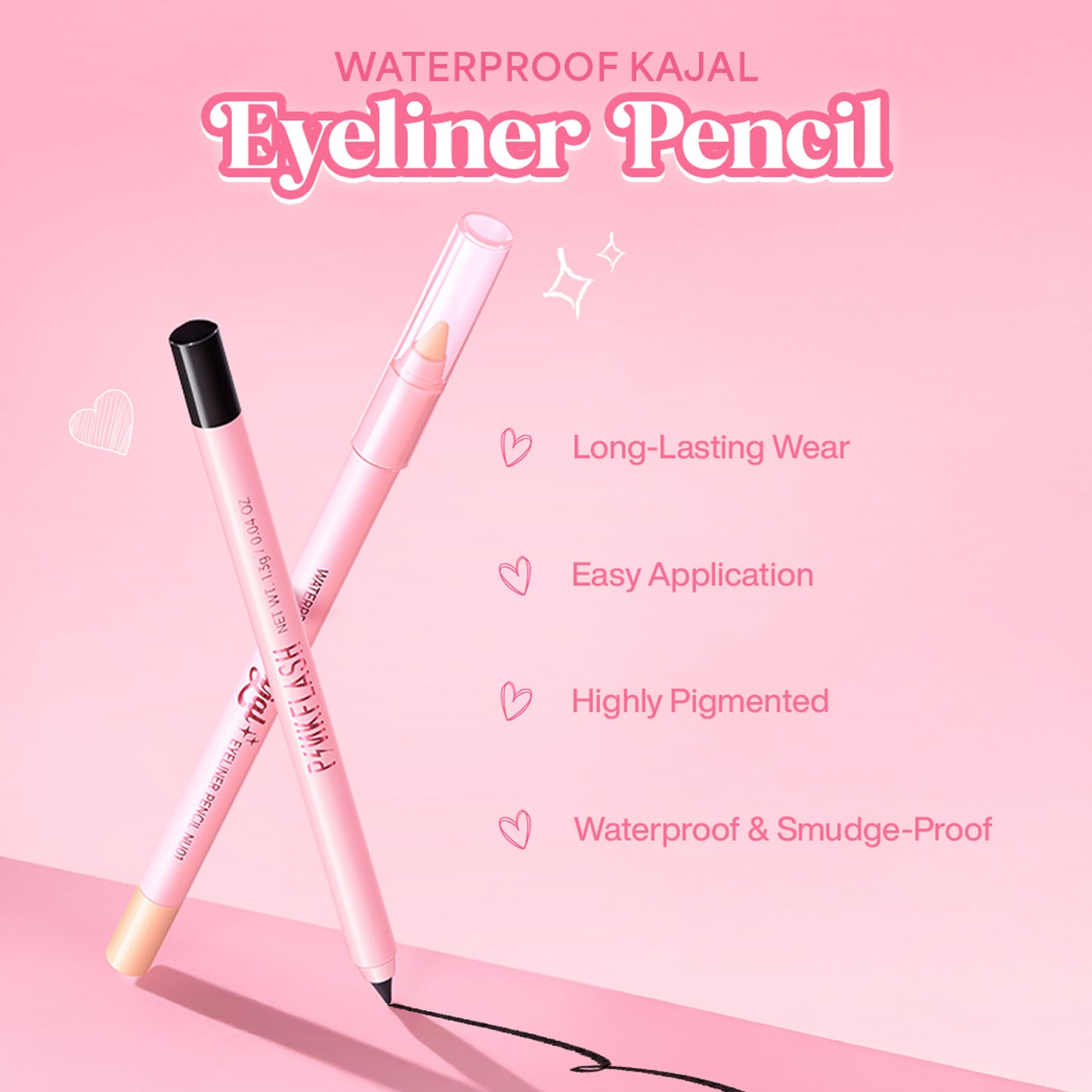 PINKFLASH Waterproof Kajal Eyeliner Pencil - Wt01 White - Distacart