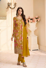 Thumbnail for Anaita Mustard Chinon Stitched Suit with Multi Digital Print - Distacart
