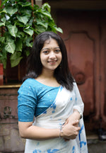 Thumbnail for Blue Poly Georgette Tie And Dye Saree with Unstitched Blouse - A2M