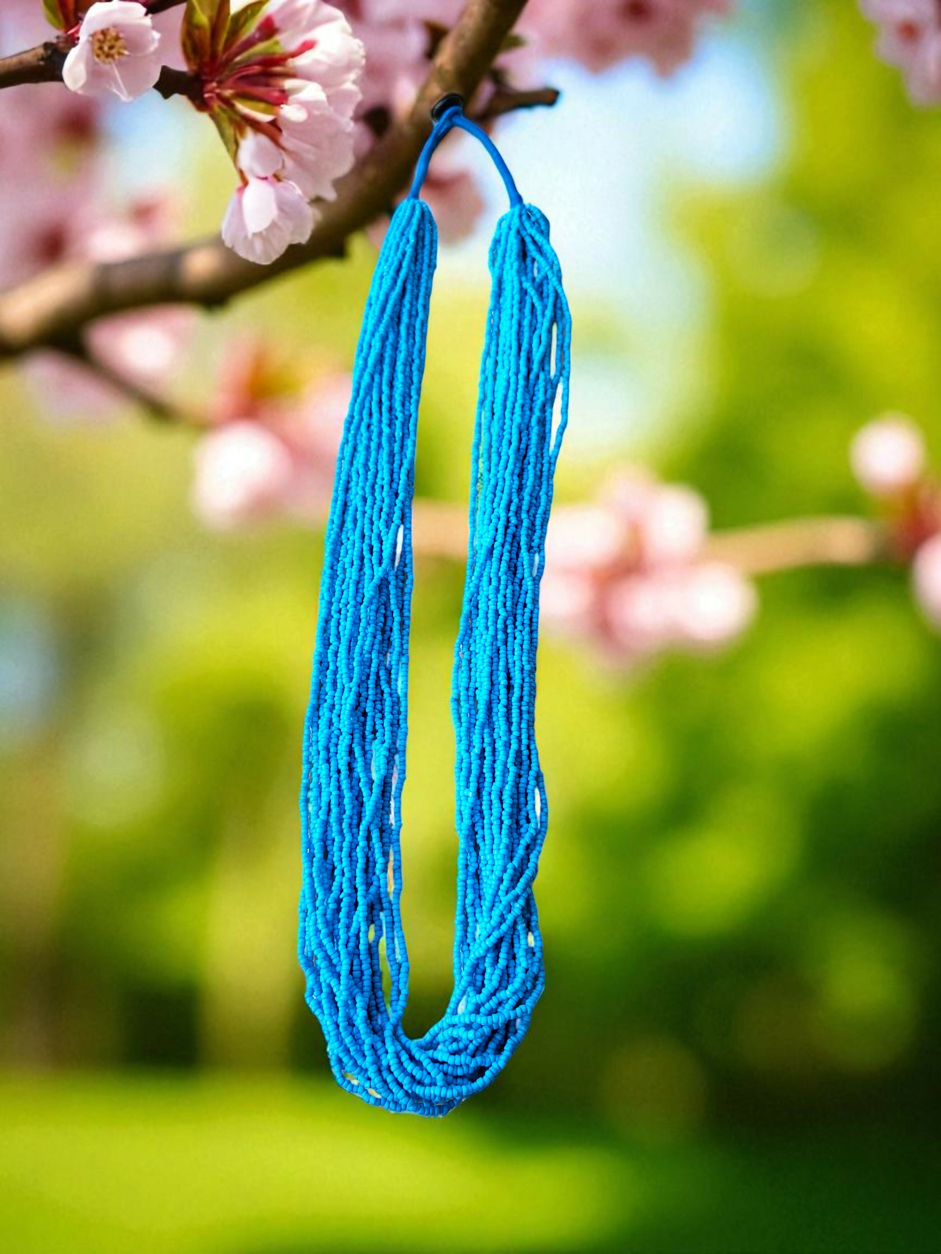 Inhanns Rangsaaz 20-Layer Luxe Long Beaded Only Necklace - Sky Blue Only Necklace - Distacart