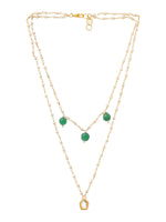 Thumbnail for Ruby Raang Gold Kundan and Green Stone Layered Necklace