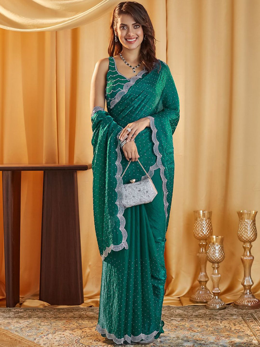 kasee Embellished Beads and Stones Pure Silk Saree - Distacart