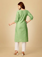 Thumbnail for Jyoti Fashion Women's Lime Green Cotton Blend Embroidered Kurta Pant Set - Distacart