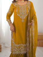Thumbnail for Lehenga Mart Designer Sharara Suit With Kurta, Sharara, Dupatta For Women-Yellow - Distacart