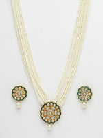 Thumbnail for NVR Women's White & Gold-Plated Kundan & Pearl Jewellery Set - Distacart