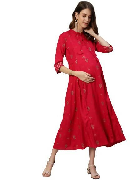 Anubhutee Women's Viscose Rayon A-Line Knee-Length Red Dresses - Distacart